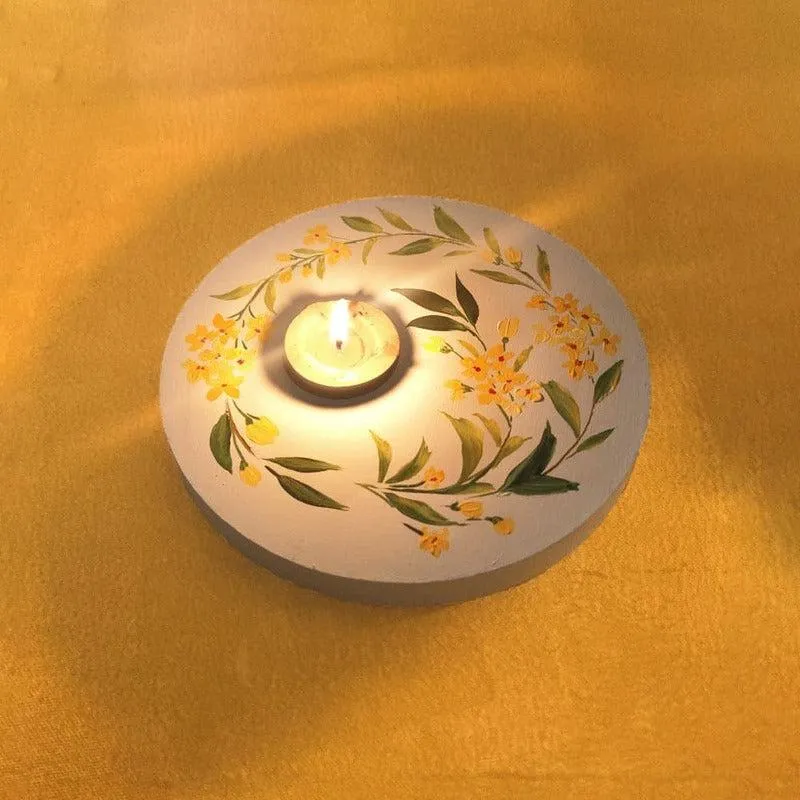 Yellow Bliss Handpainted Tealight Candle Holder