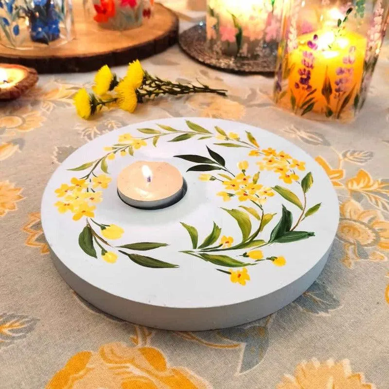 Yellow Bliss Handpainted Tealight Candle Holder